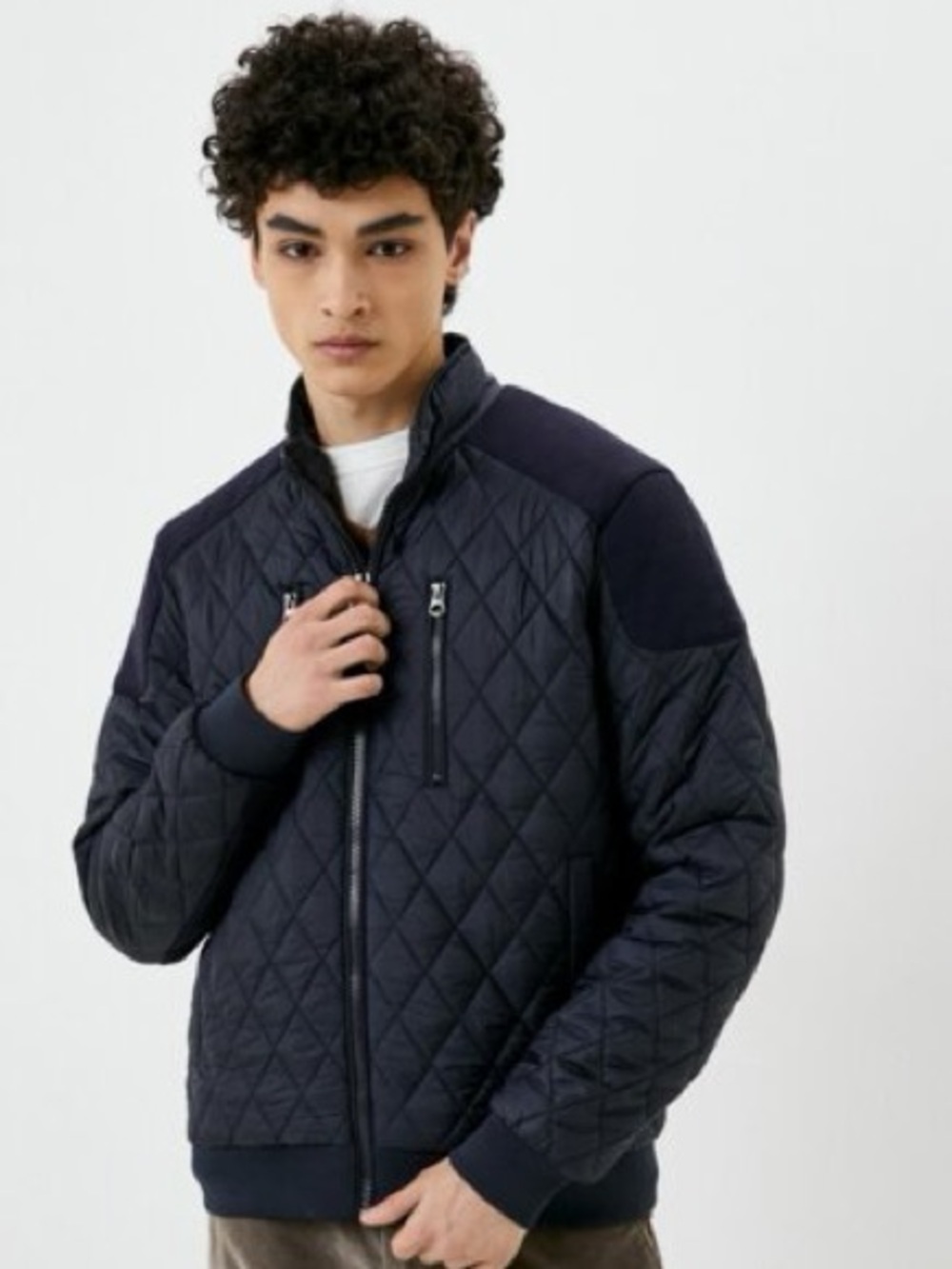 Zara man black quilted zip up jacket large